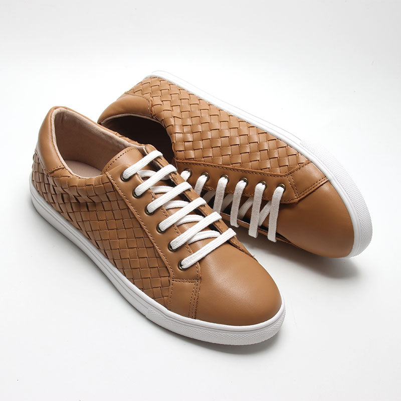 Rust' Leather Woven Sneaker Shoes | Women – Baby
