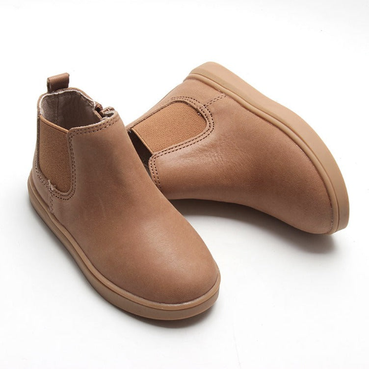 Toddler Leather Chelsea Boot Color 'Sand' Hard Sole