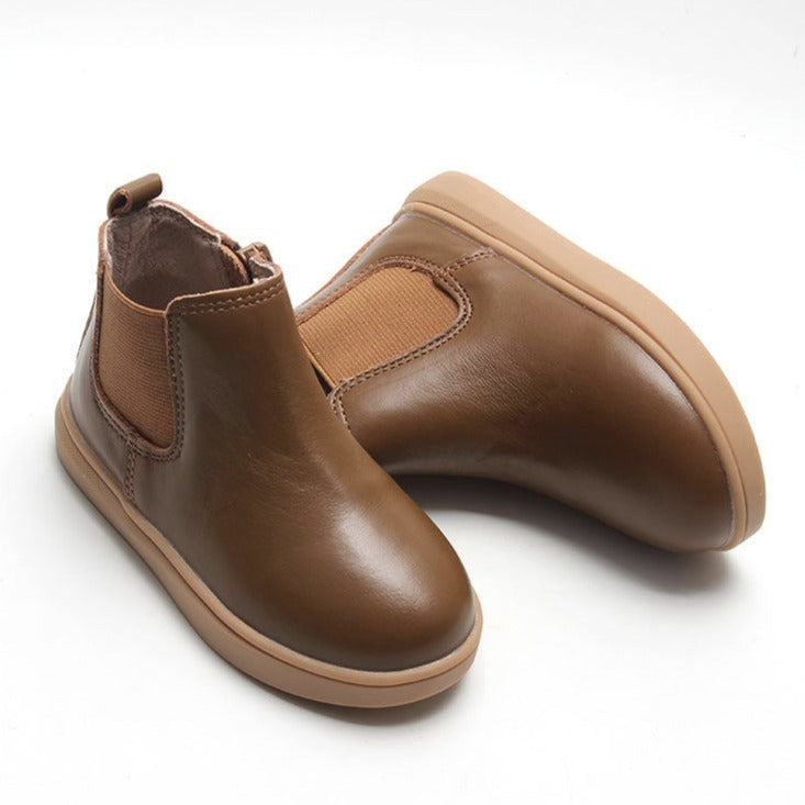 Toddler Leather Chelsea Boot Color 'Espresso' Hard Sole