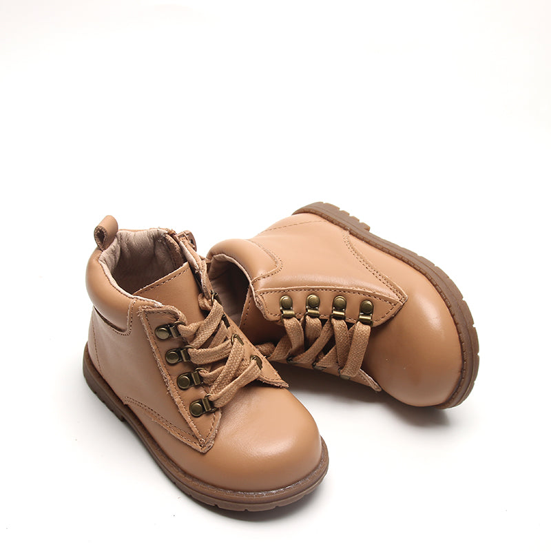 Leather Combat Booties Sand Baby and Toddler Consciously Baby