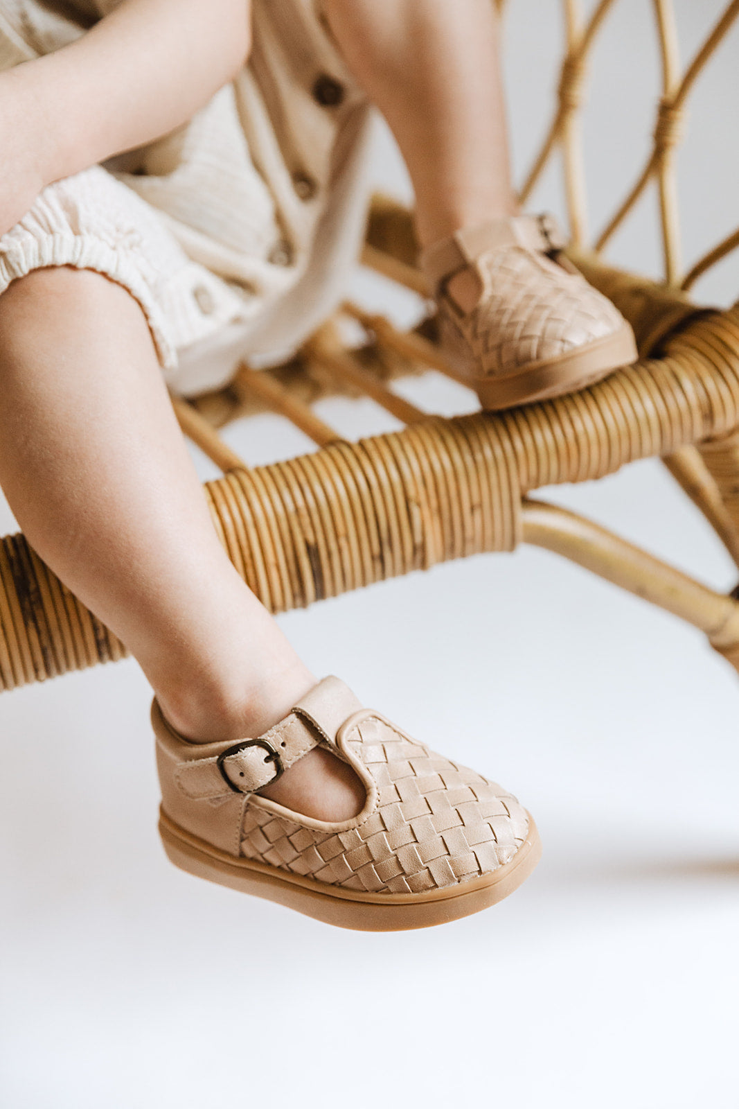 Stone' Leather Toddler Woven T-Bar Shoes | Hard Sole – Consciously
