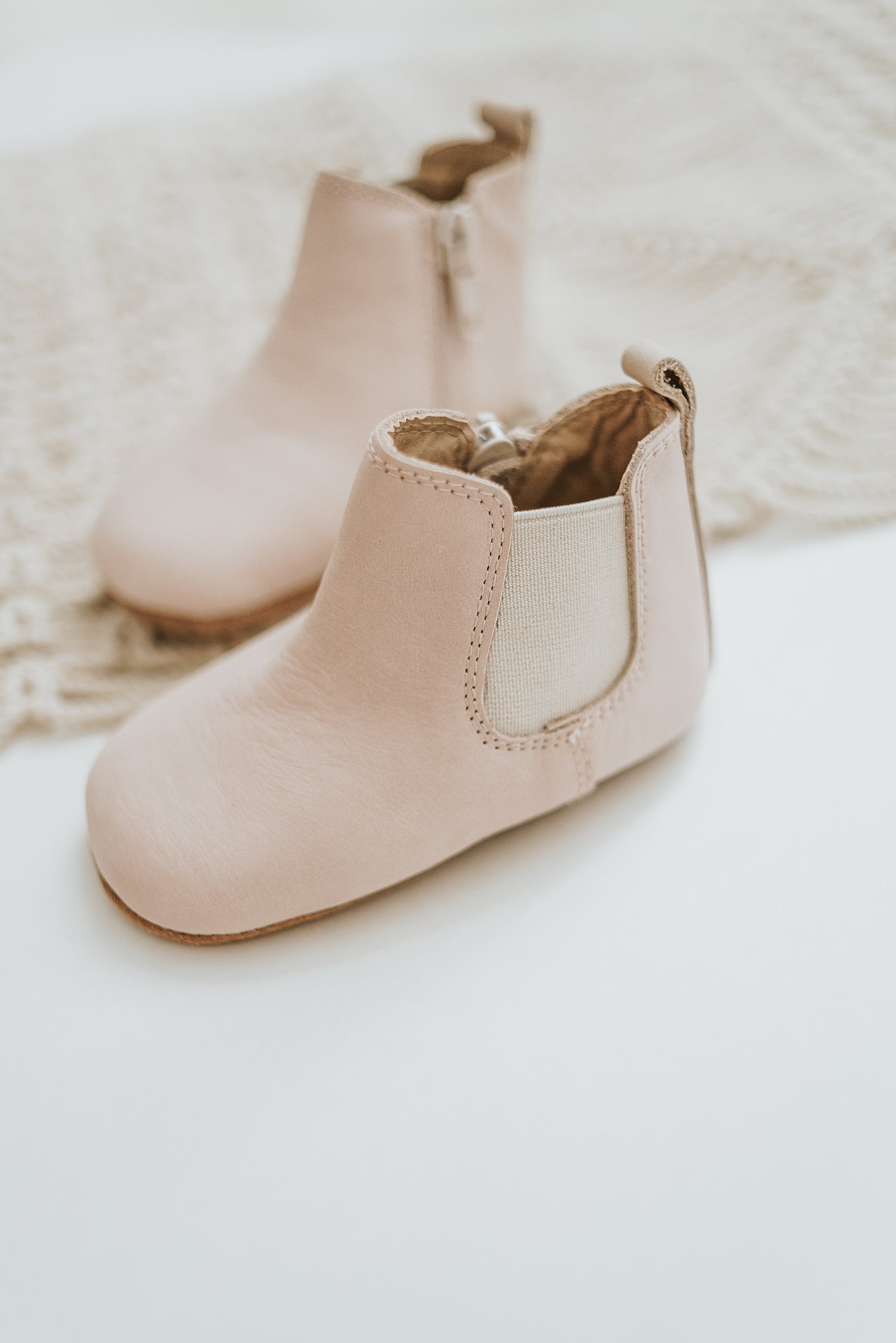 Vail Cream Leather Baby Boots Soft Sole Consciously Baby