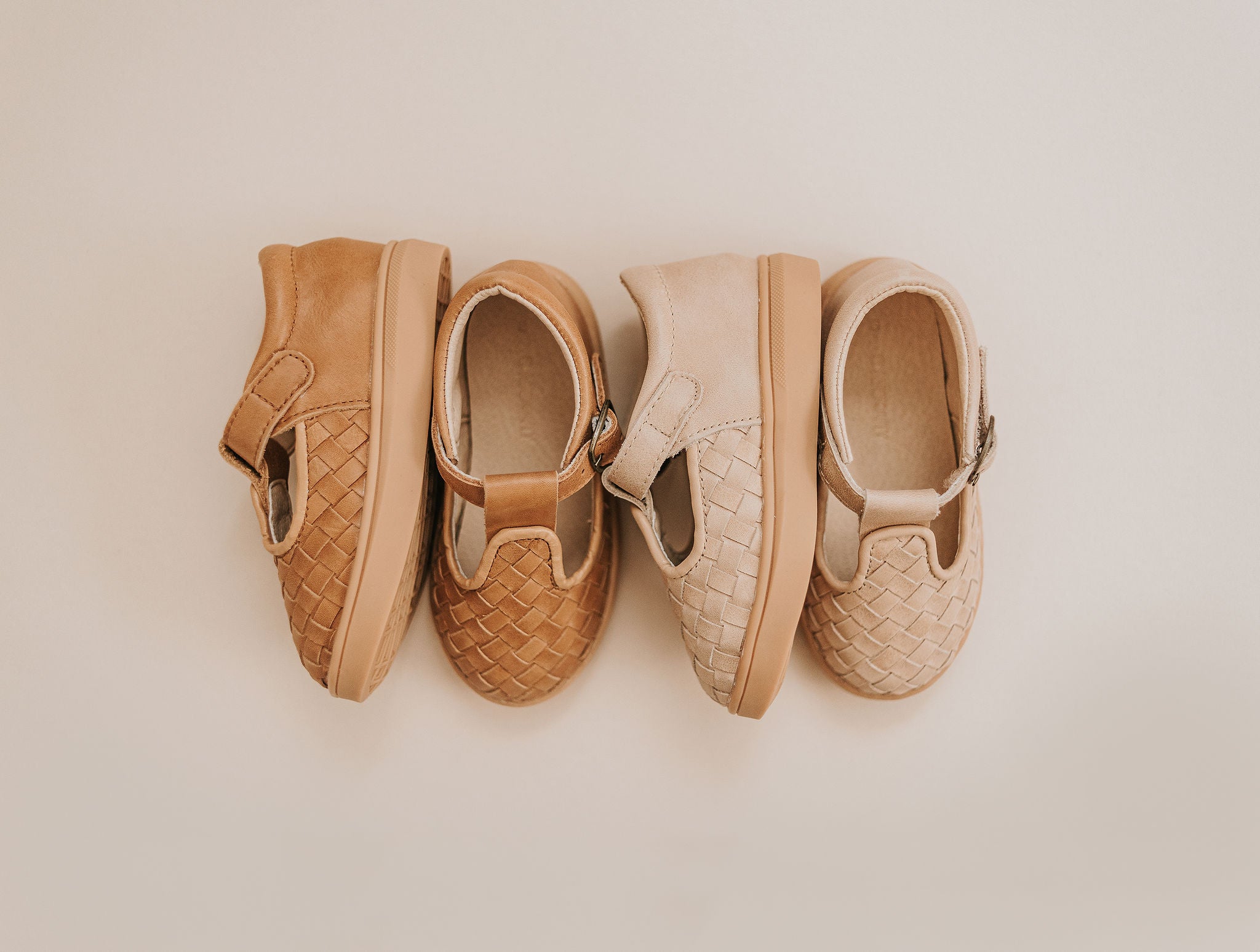 Stone' Leather Toddler Woven T-Bar Shoes | Hard Sole – Consciously