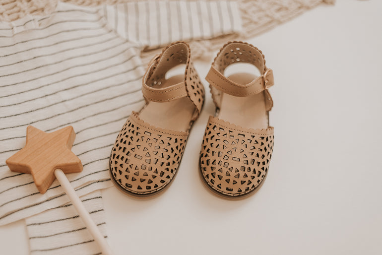 Toddler Leather Pocket Sandal Color 'Tan' Hard Sole