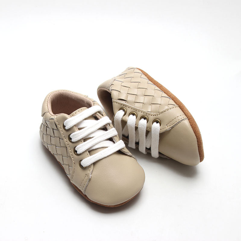 Leather Woven Sneaker | Color 'Bone' | Soft Sole