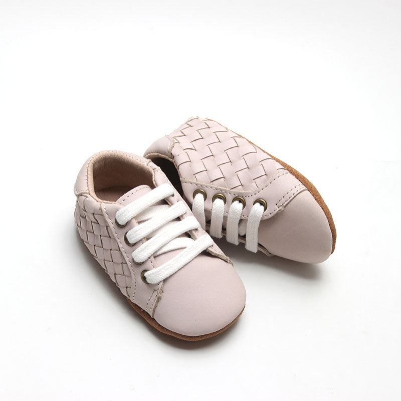 Leather Woven Sneaker | Color 'Dusty Pink' | Soft Sole