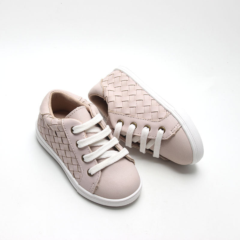 Leather Woven Sneaker | Color 'Dusty Pink' | Hard Sole