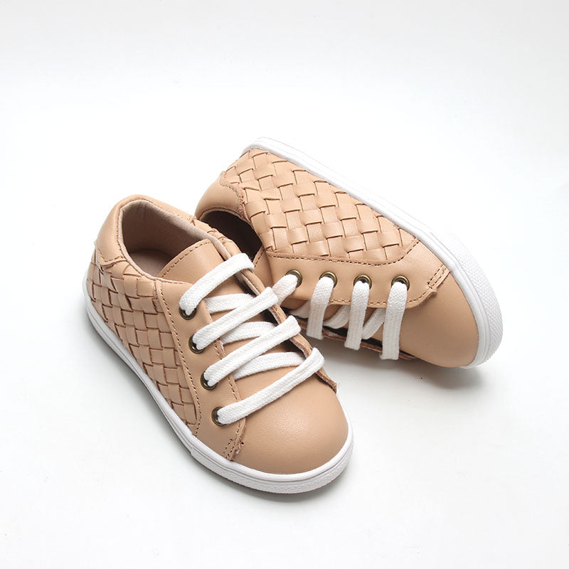 Leather Woven Sneaker | Color 'Honey' | Hard Sole