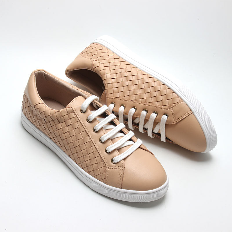 Leather Woven Sneaker | Color 'Honey' | Women