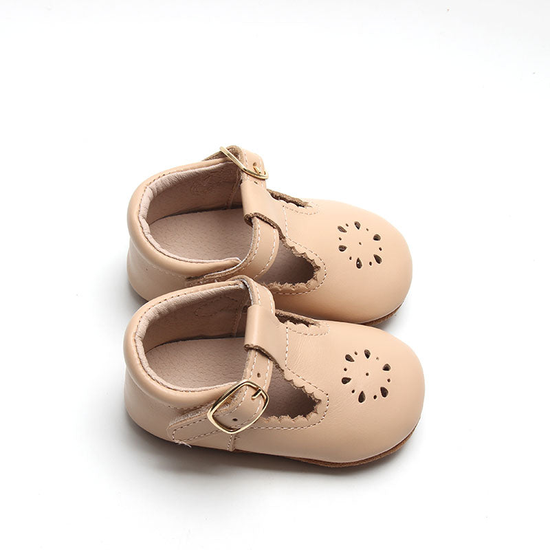 Baby Leather Petal T-Bar | Color 'Honey' | Soft Sole – Consciously